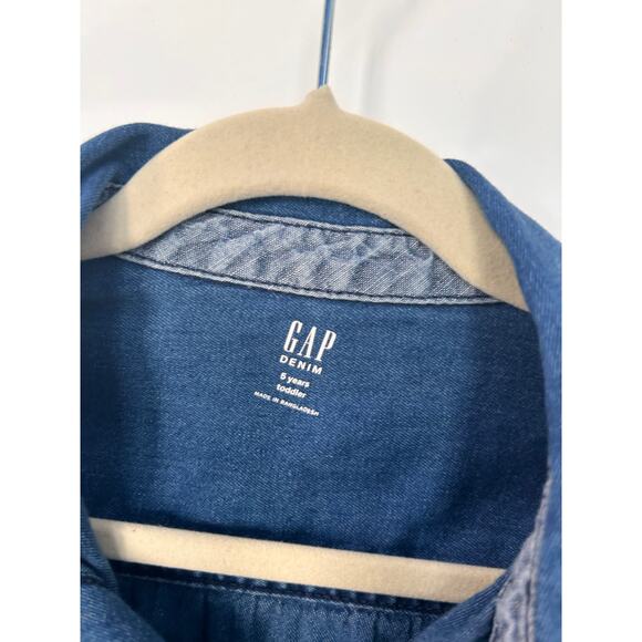 Gap Boys Denim Short Sleeve Button-Up Shirt Westernvibes Blue‎ Size 5 Years - Picture 7 of 10
